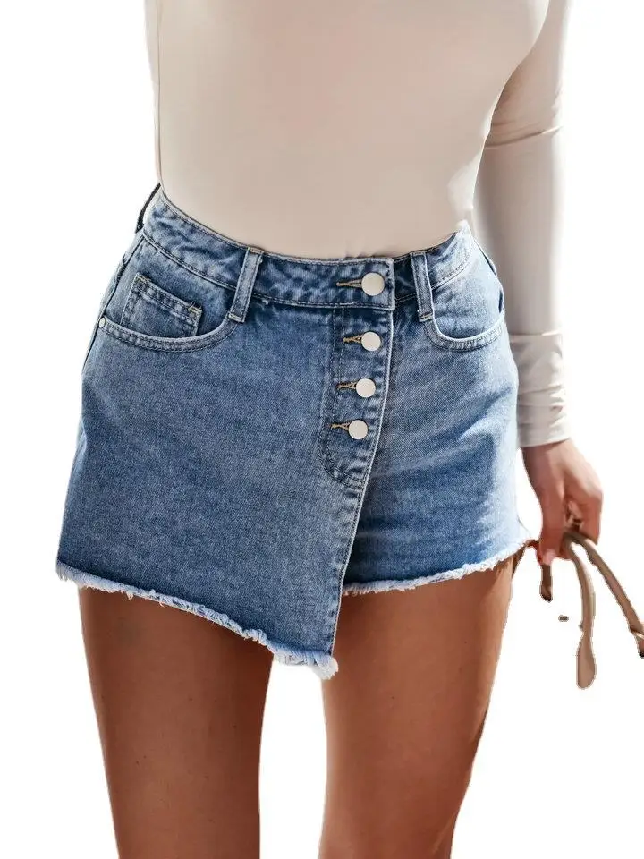

new summer straight-breasted mid-waist women's denim shorts