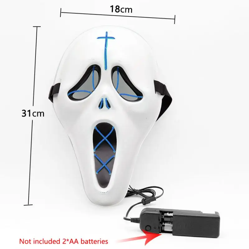 1 шт. Хэллоуин Светодиодный светильник маска Светлячок Кричащие страшные полное