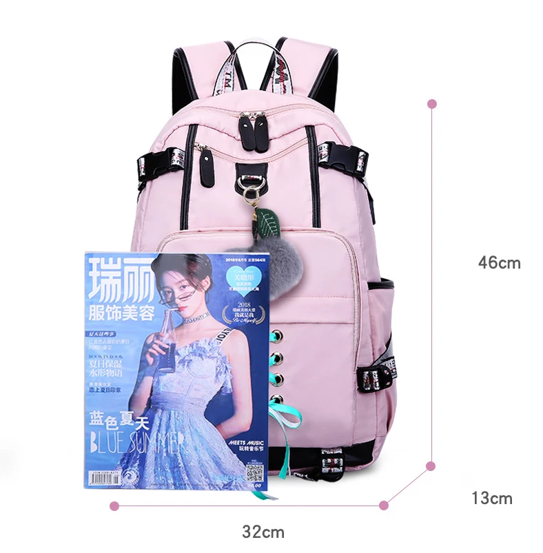 Водонепроницаемая школьная сумка для девочек подростков однотонный рюкзак