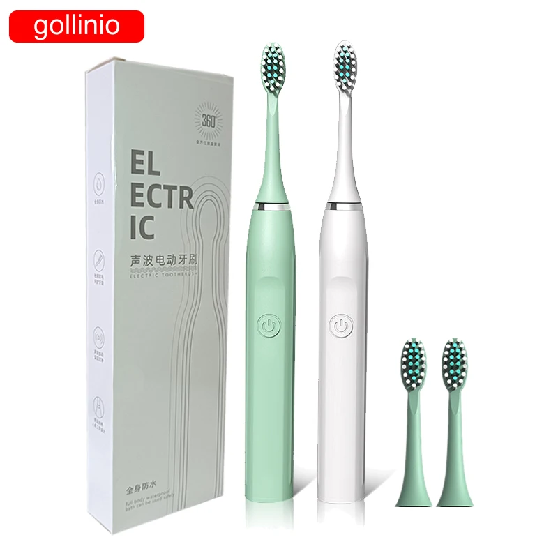 

gollinio Sonic Electric Toothbrush Usb fast charging smart teeth Rechargeable Tooth Brushe Replacement Heads Set case GL25D