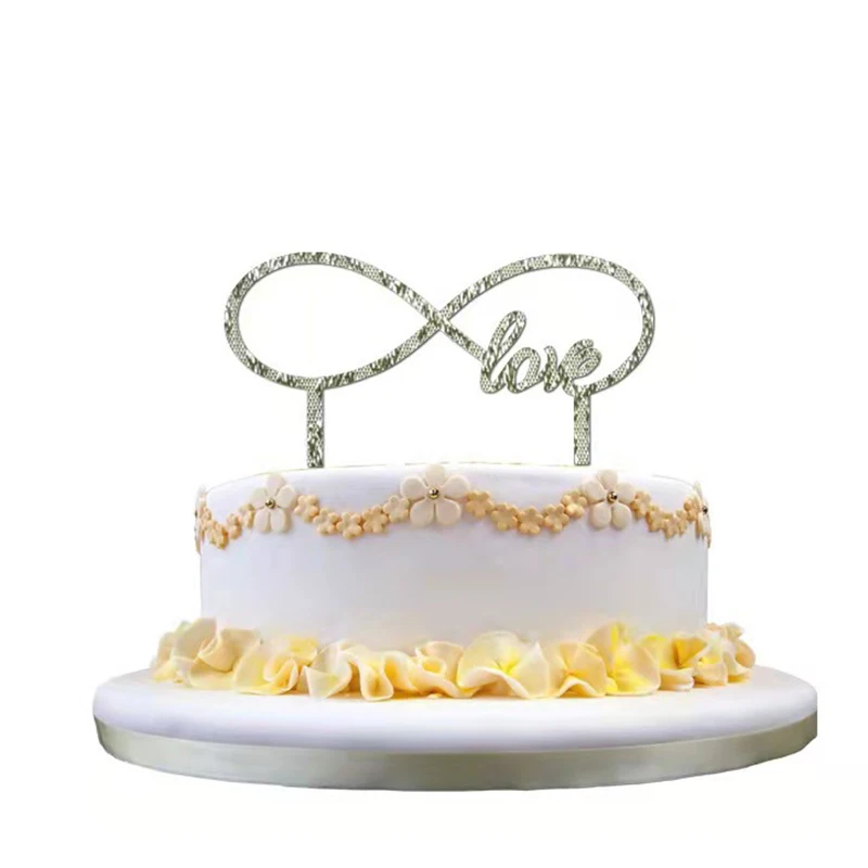 

10 шт. бесконечный Топпер для торта Любовь золото серебро акрил Свадьба/помолвка/юбилей десерт украшение для вечеринки товары для выпечки