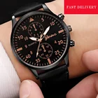 Часы мужские, деловые, кварцевые, водонепроницаемые, с кожаным ремешком, 2021