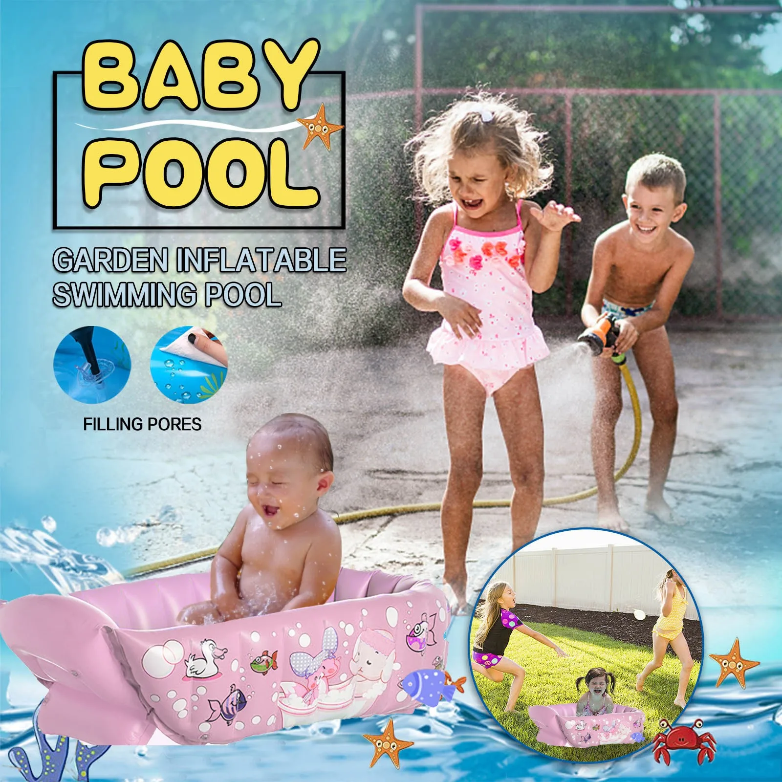 

Inflatable Pool Baby Swimming Pool Baby Bath Kids Portable Outdoor Children Basin Bathtub Newborns Swimming Pool C