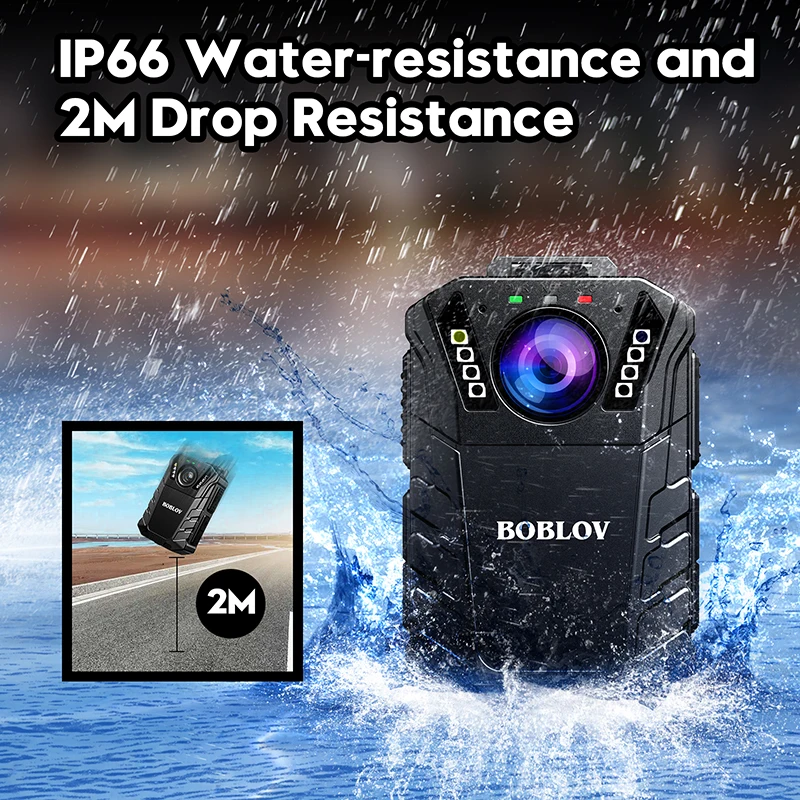 Нательная видеокамера BOBLOV KJ09 FHD 1296P Полицейская 64 Гб ночного видения IP66 две