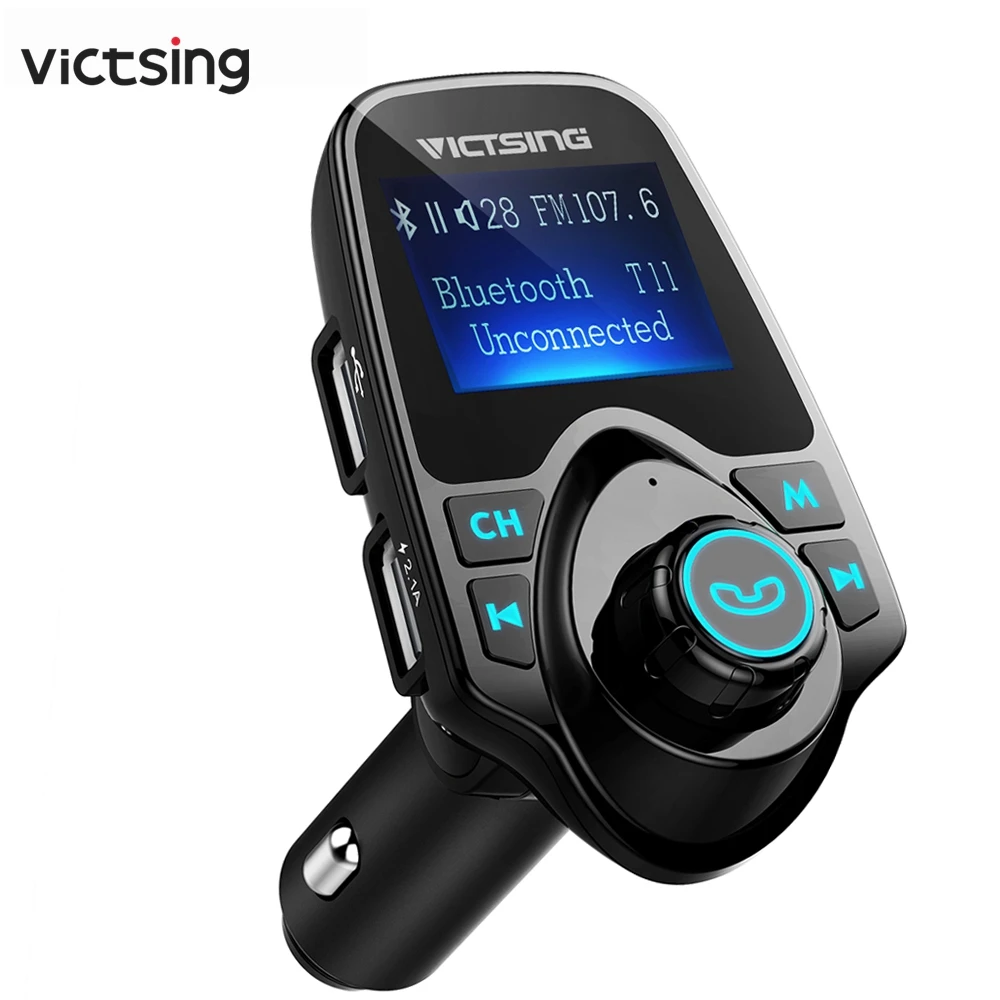 Автомобильный fm-передатчик VicTsing, Bluetooth, автомобильный комплект громкой связи, беспроводной радио аудио адаптер, Автомобильный MP3 музыкальный плеер с двойным USB зарядным устройством