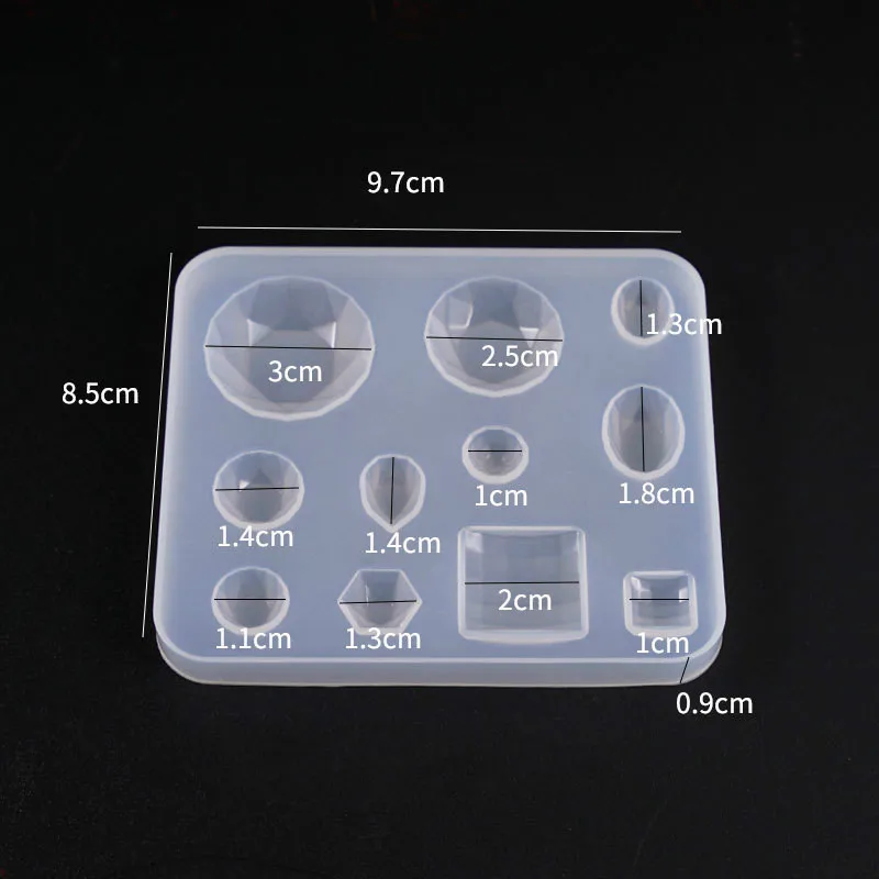 

Gemstone Silicone Mold Assortment (11 Cavity) Assorted Faceted Rhinestone Mold Faux Gem DIY Resin Jewelry Making Pendants