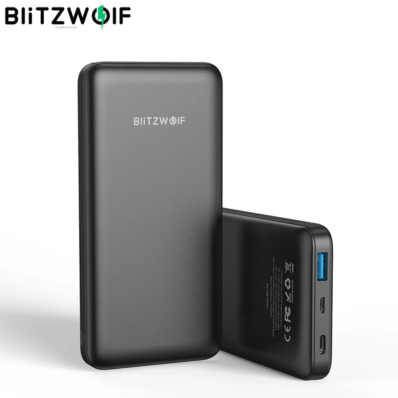Блок питания BlitzWolf внешний аккумулятор для iPhone 11 и Xiaomi 10 000 мА 18 Вт QC3.0 Type C с
