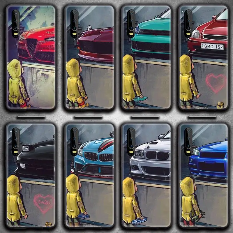 

boy see sports car Jdm drift Phone Case for Huawei P20 P30 P40 lite E Pro Mate 40 30 20 Pro P Smart 2020