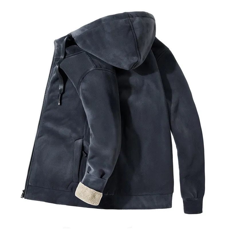 

Plus velvet thick Sweatshirts men's lamb velvet autumn winter sports and leisure hooded cardigan loose large size warm jacket