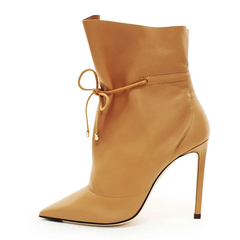 Модные женские зимние ботинки с острым носком на шпильках пикантные элегантные