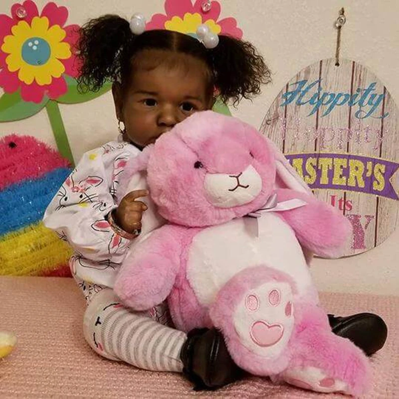 

22 inch African American reborn baby doll girl, 2-5 year old toddler doll toy, holiday gift, birthday gift