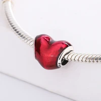 fashion accessories 925 sterling silver classic forever my heart red heart pendant charm bracelet diy jewelry making for pandora
