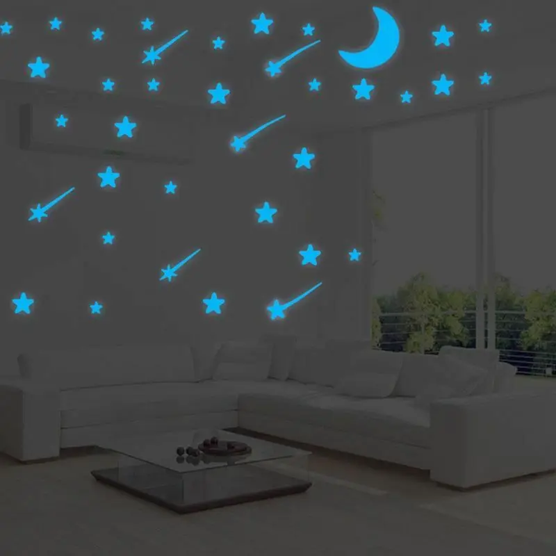 

Luminous Moon and Stars Wall Stickers for Kids Room Baby Nursery Home Decoration Wall Decals Glow in the Dark Bedroom Ceiling