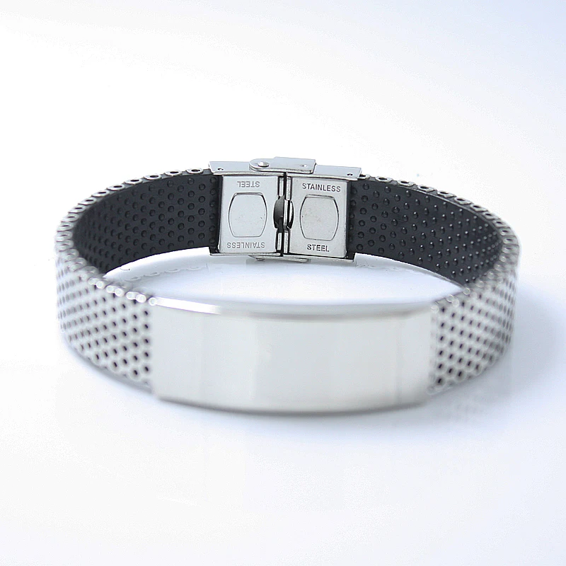 Браслет с пряжкой и цепочкой из нержавеющей стали серебристого цвета