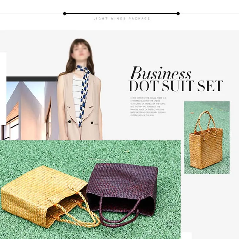 Модные соломенные летние женские пляжные сумки Лоскутные дизайнерские Ретро