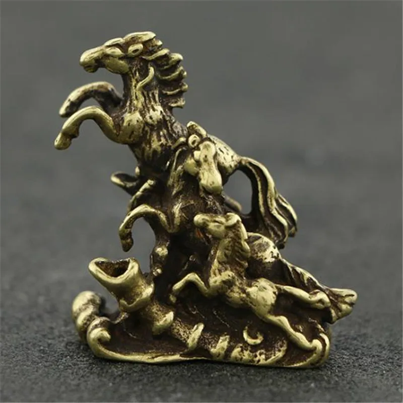 

3D Solid Brass Horse Casting Animal Figurine Metal Sculpture Home Office Room Desktop Decoration Collect Ornaments Gifts