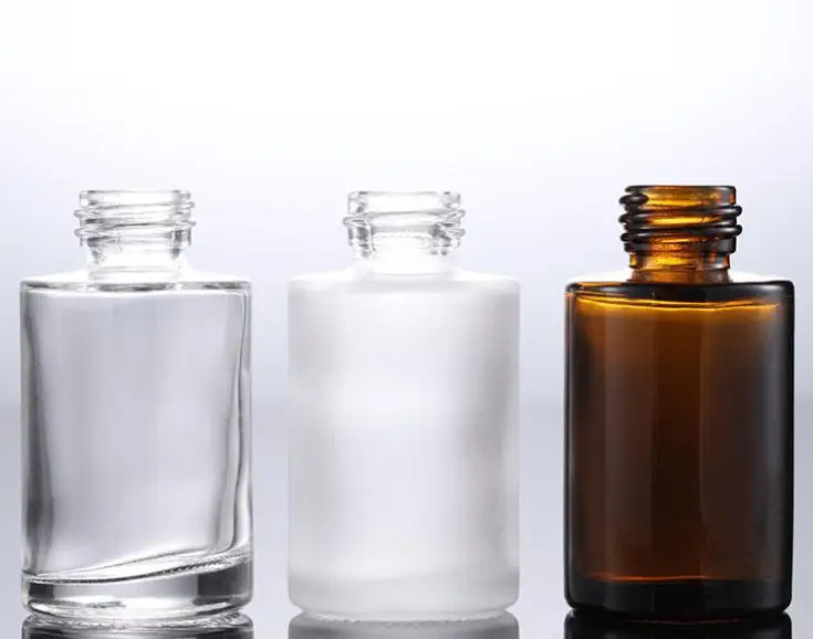 240pcs 30ml Frosted /Clear /Amber Flat Shoulder Essence Bottles Thick 1OZ Glass Dropper Container with White Black Lids SN269 | Красота и