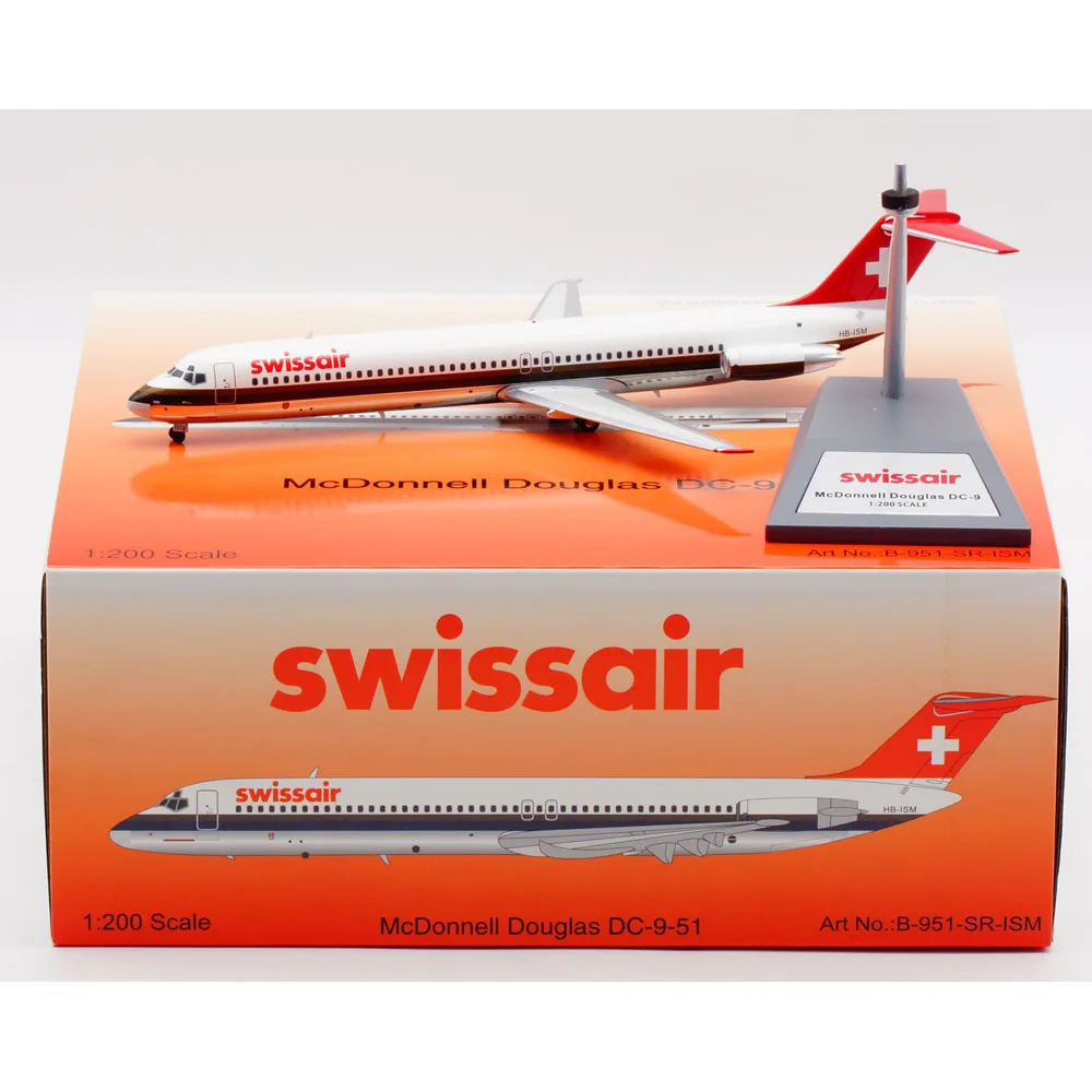

1:200 Alloy Collectible Plane Gift B-Models B-951-SR-ISM Swissair McDonnell Douglas DC-9-51 Diecast Aircarft JET Model HB-ISM