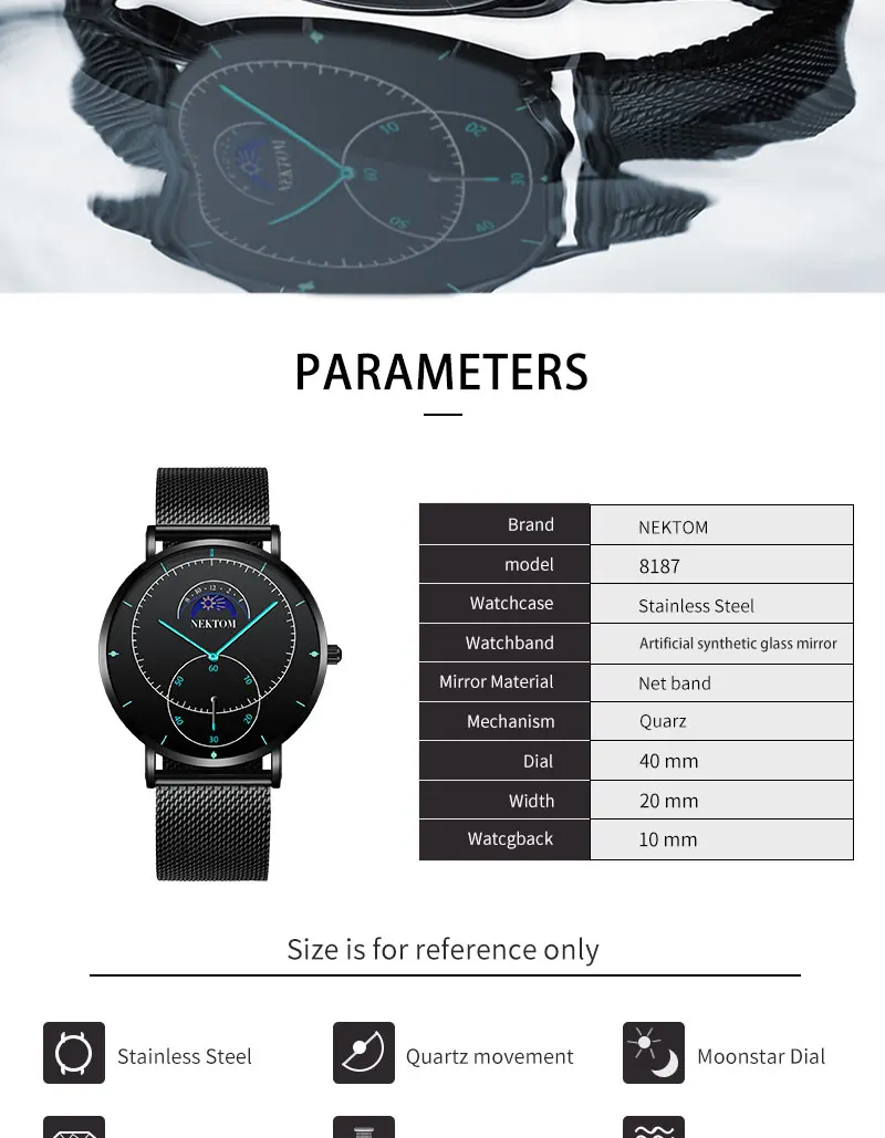 NEKTOM новые часы роскошные часы Reloj Hombre мужские часы водонепроницаемые часы с хронографом светящиеся мужские часы Saat Montre