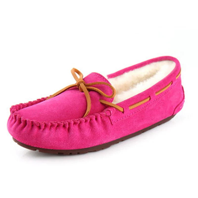 Hot Pink Новая стильная зимняя обувь; женские полусапожки; натуральная кожа; натуральная шерсть; теплые модные ботильоны; зимние ботинки; - Цвет: Hot Pink