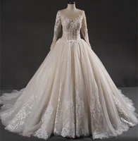 custom made luxury a line wedding dresses netting satin applique beading crystals floor length bridal gown chapel train zipper