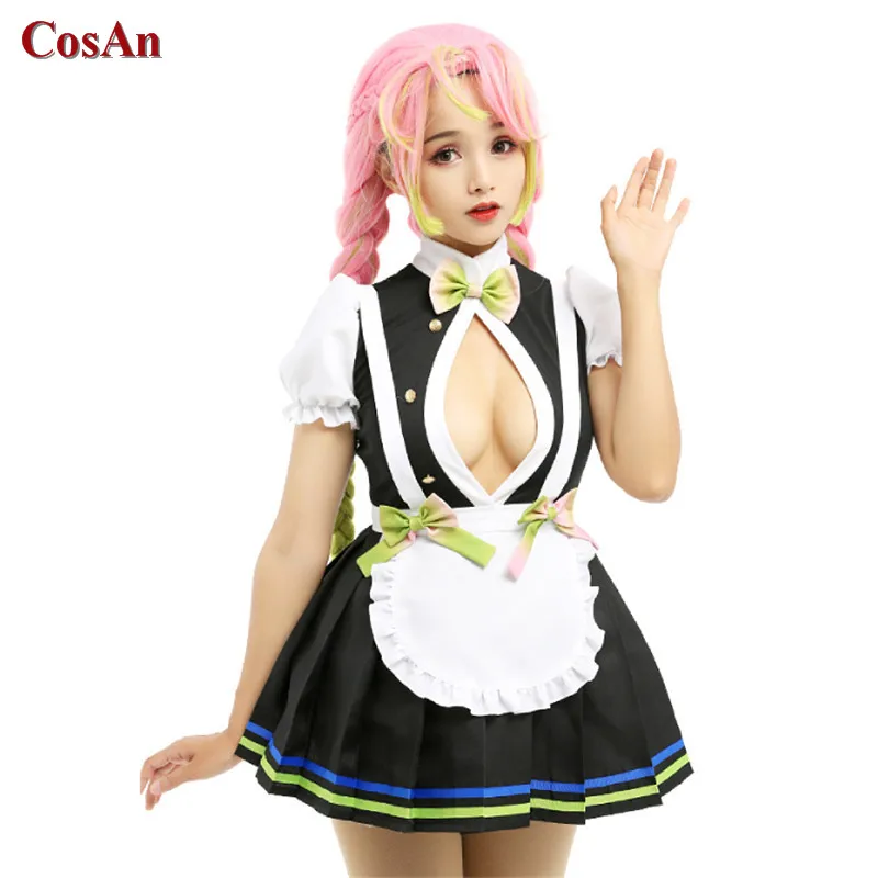 

Anime Demon Slayer:Kimetsu No Yaiba Kanroji Mitsuri Cosplay Costume Lovely Sweet Maid Outfit Activity Party Role Play Clothing