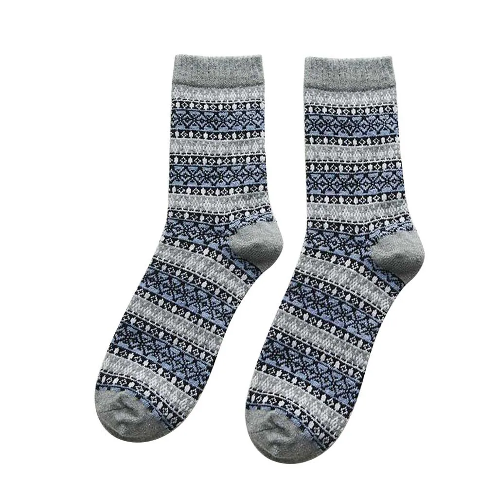 Женские повседневные носки зимние теплые толстые шерстяные винтажные цветные