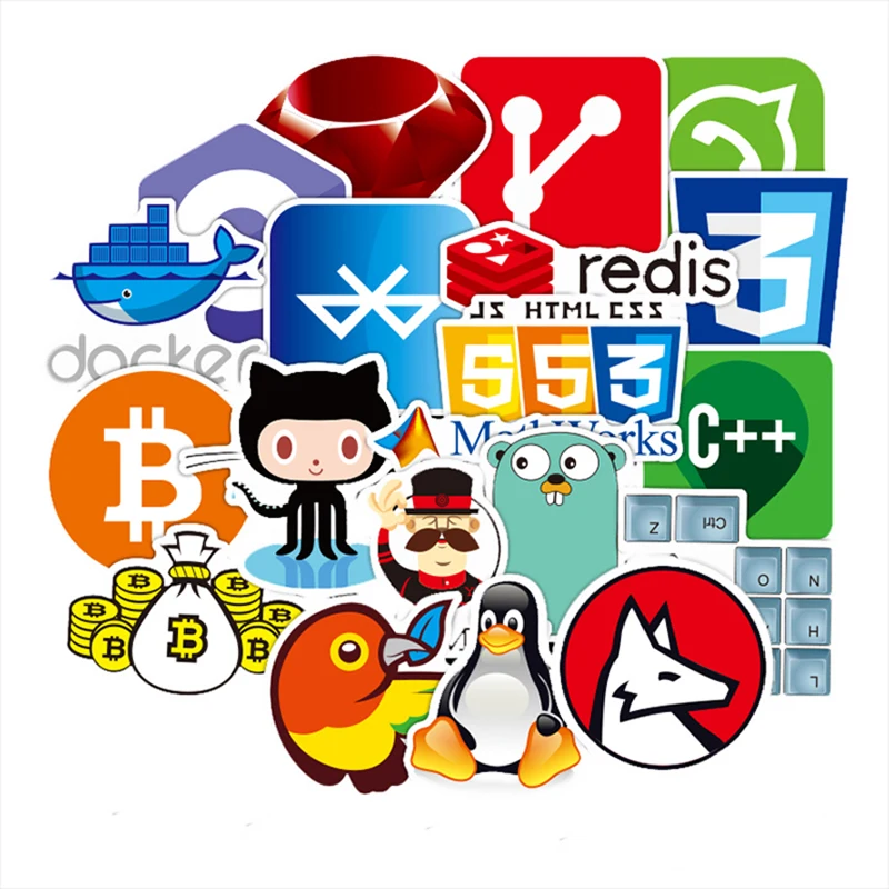 100 шт. интернет Java JS Php Html облачный Docker Bitcoin язык программирования приложение