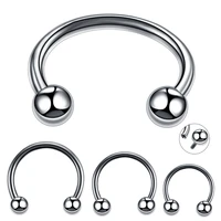 2pc steel trendy nose septum hoop lip rings circular barbell horseshoe ear tragus helix earrings for unisex jewelry