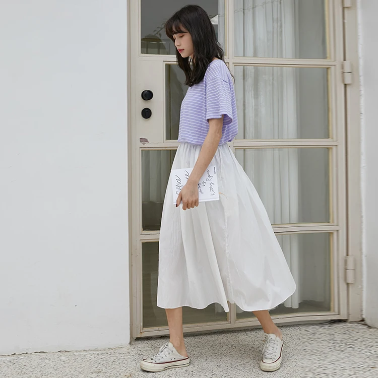 2020 юбка в складку с регулируемой степенью натяжения на талии длинная половину