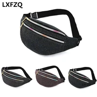 lxfzq chest bags women waist bag new brand fashion sequin fanny pack casual ladies waist pack phone purse money belt