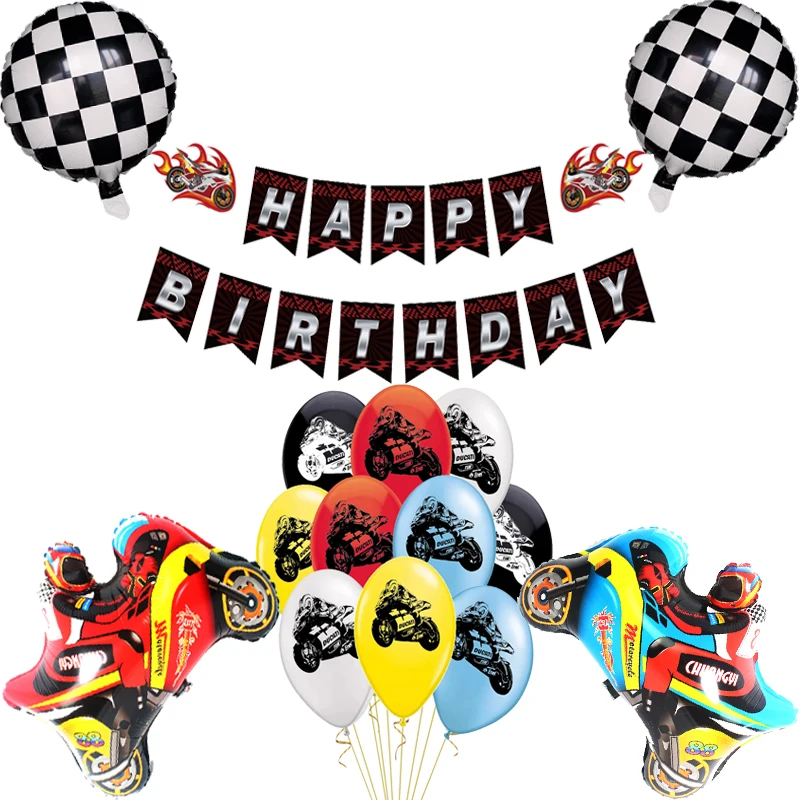 Мотогонок флагов воздушных шаров с клетчатым узором принтом Гоночная машина