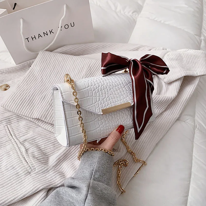 

Brand Designer PU Leather Crossbody Bag Women's 2021 Trend Handbag Crocodile Pattern Ladies Shoulder Bag Metal Chain Messenger