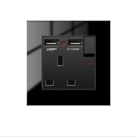 86 british 13a electric socket with switch usbtempered glass panelinternational socket with indicator light and usb ports