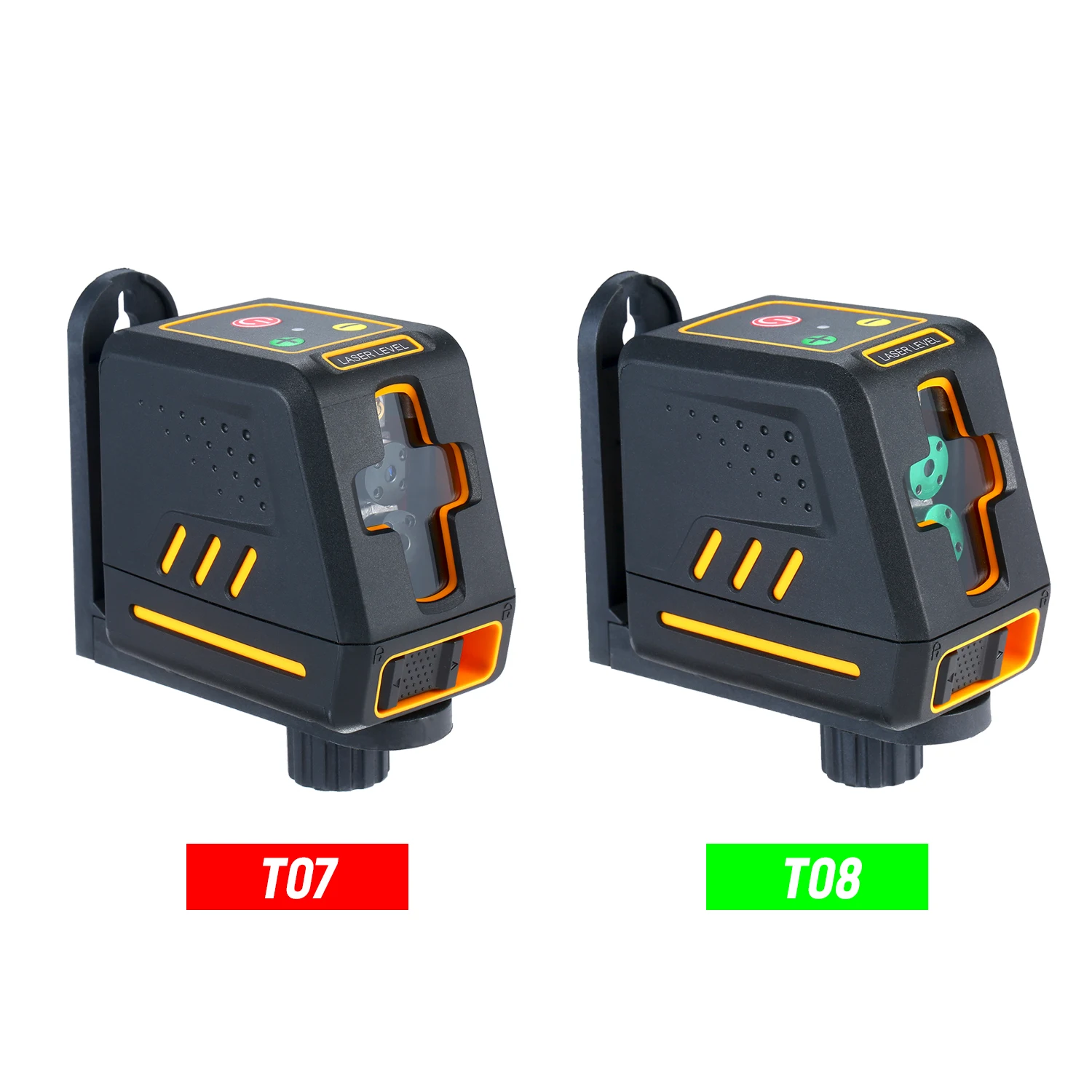 

Laser Level T07/T08 Horizontal and Vertical Cross Line Self Leveler Auto-Leveling Selectable Laser Lines Adjustable Brightness