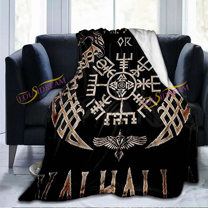 

The Vikings Ancient Scandinavian Norse Runes 3D Soft Throw Blanket Axes Print Flannel Blanket Picnic Warm Bedspread Travel Quilt