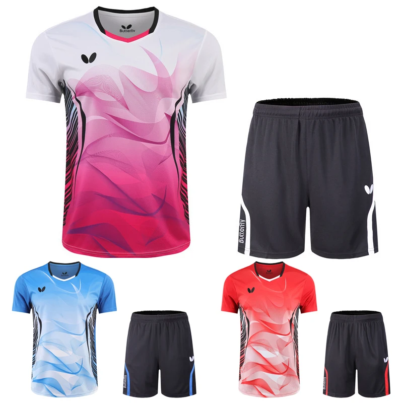 

Новые рубашки для бадминтона с коротким рукавом для мужчин и женщин, спортивные рубашки для гольфа, настольного тенниса, футболка для насто...