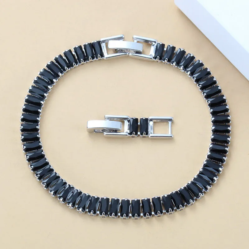 Новинка Изысканный серебристый цвет женская бижутерия черная цепочка с фианитом