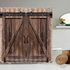 Занавеска для душа в стиле ретро, с деревянной дверью, из полиэстера, водонепроницаемая, с крючком