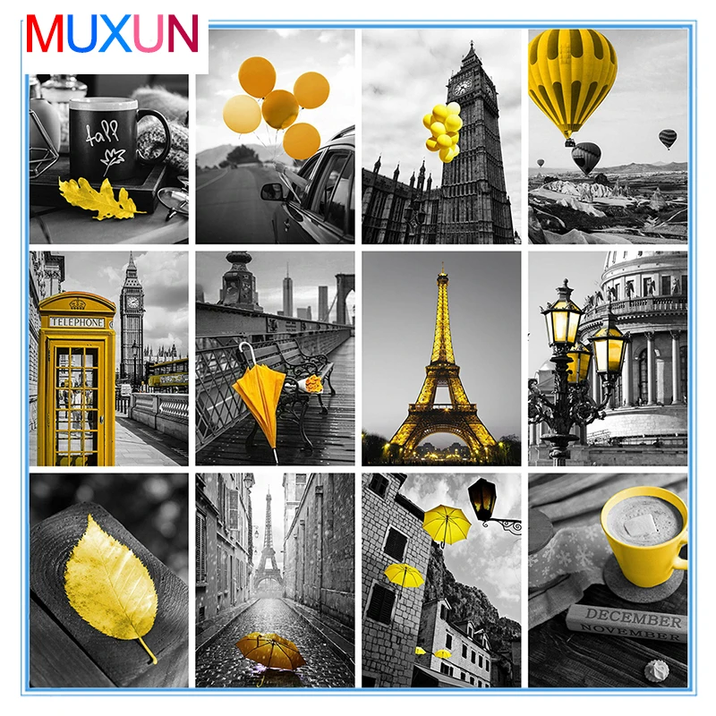 Алмазная живопись Muxun 5D сделай сам черно белый пейзаж Набор для вышивки крестиком