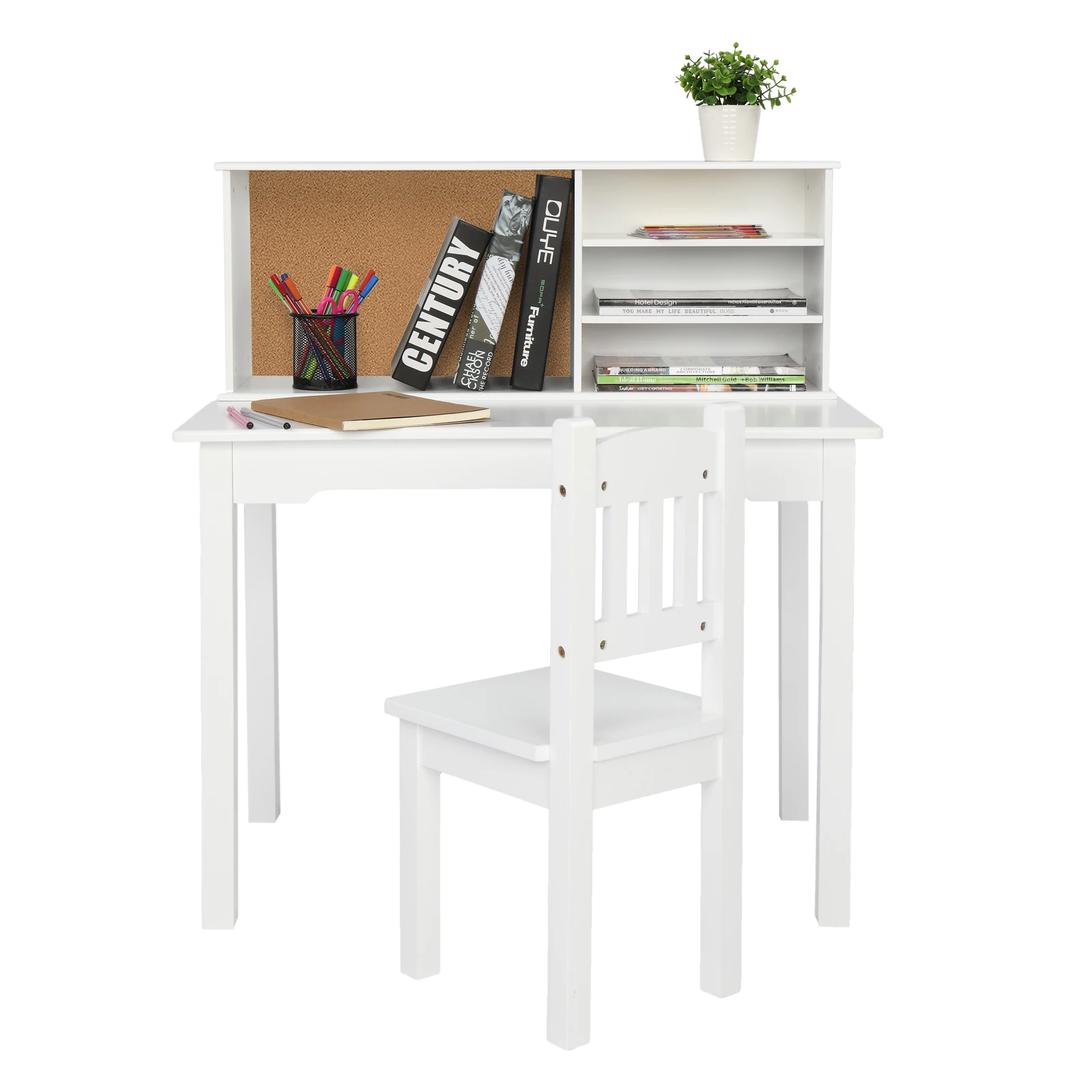 

【USA READY STOCK】Painted Student Table and Chair Set A, White, for Kids, 5-layer Desktop, Multifunctional (80*50*88.5cm)