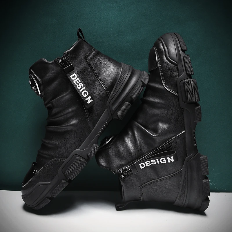 Ботинки мужские мотоциклетные повседневная обувь белые готические кроссовки на