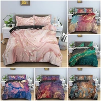 marble texture golden stripe bedding set luxury quilt cover with pillowcase single full king queen size bedclothes bed set