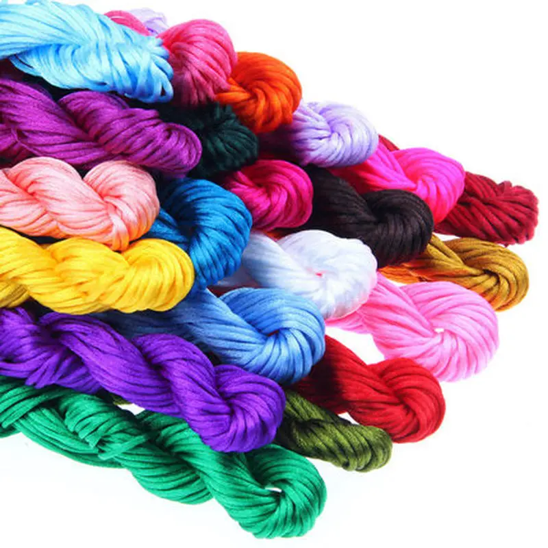 10meter Multicolor DIY Chinese Knot Bracelet Soft Satin Rattail Silk Macrame Cord Nylon for Arts and Crafts Twisted Rope 2mm | Дом и сад