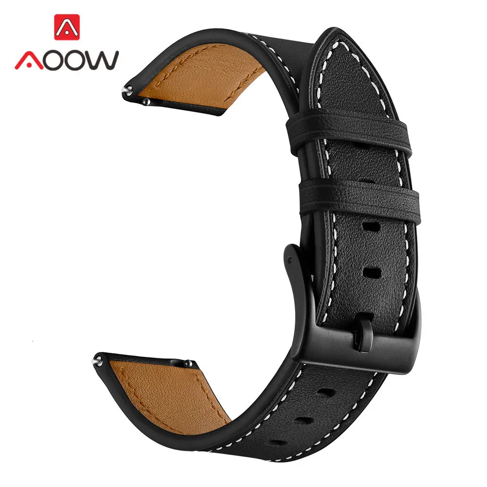 20 мм ремешок из натуральной кожи для samsung Galaxy Watch Active 42 мм gear S2 huawei Garmin vivoactive Amazfit BIP Молодежный браслет