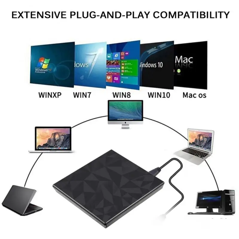 Портативный USB 3 0 DVD-ROM Оптический привод внешний тонкий CD ROM дисковый ридер