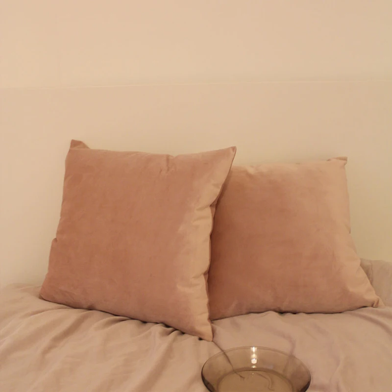 

Бархатный мягкий чехол для подушки, однотонный чехол для подушки 45x45 см, украшение для дома, чехол для кровати, дивана, подушки, розовая подуш...