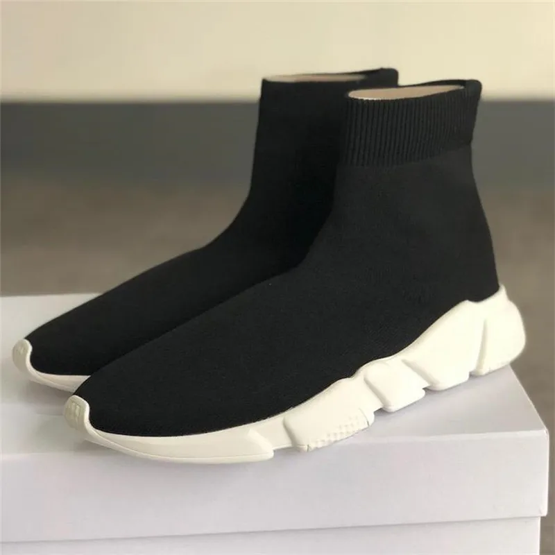 Ботинки женские стрейчевые тканевые носки обувь для тренировок плоская подошва