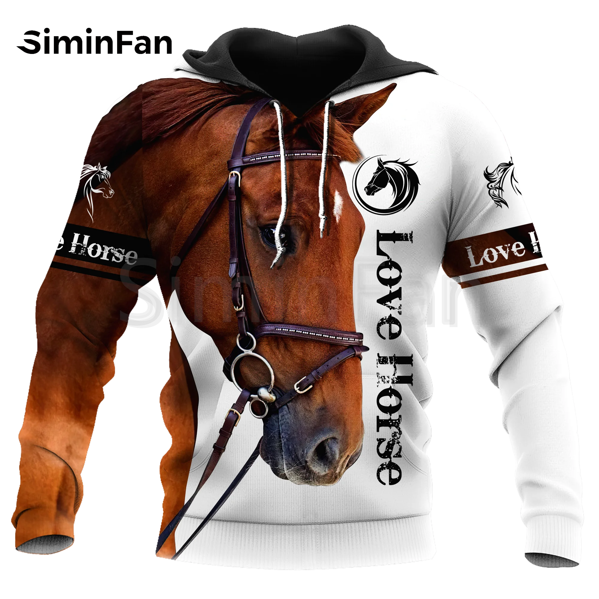 Мужские толстовки с 3D принтом Love Horse художественный Повседневный Свитшот унисекс