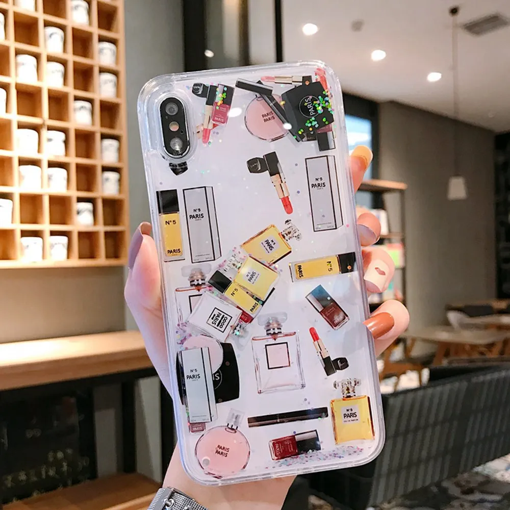 Glitter Liquid Quicksand Case For iPhone 7 8 Plus XR X 6s 6 XS max Cute Perfume Bottle Apple 8Covers Capa |